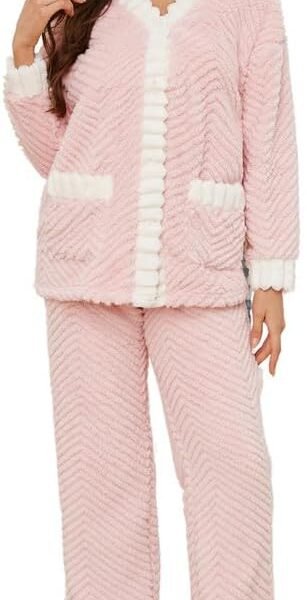 Women's Plush Fleece Pajama Set,Soft Cozy Pajama for Women Warm Sleepwear Lounge PJS