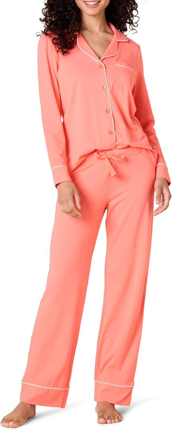Women's Cotton Modal Long-Sleeve Shirt and Full-Length Bottom Pajama Set