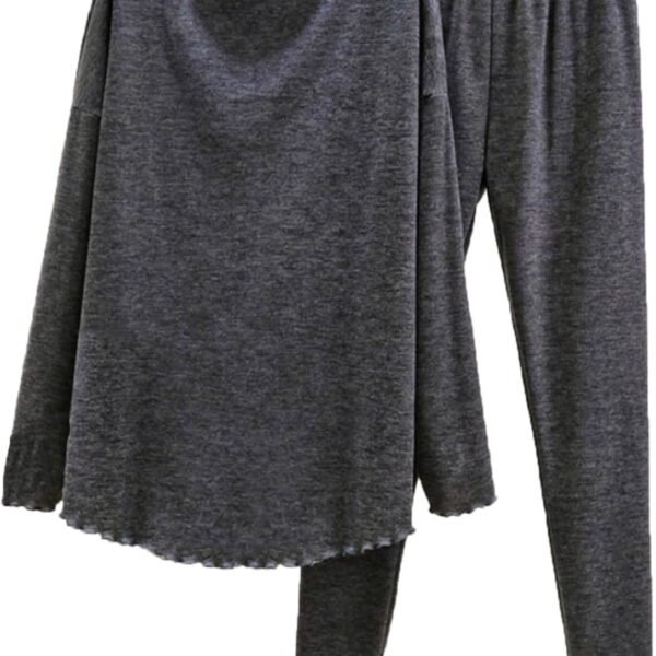 Women Fleece Lined Pajamas Set Long Sleeve Pullover Tops with Sleep Pants 2 Piece Sleepwear Thermal Loungewear