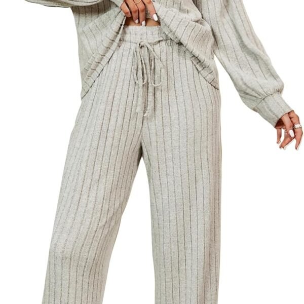 Womens Lounge Set Cute Long Sleeve Pajama Sets Casual 2 Piece Pj Outfit Fall Sleepwear Pockets