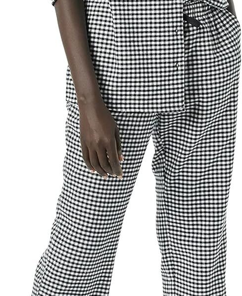 Women's Flannel Long-Sleeve Button Front Shirt and Pant Pajama Set