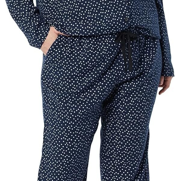 Women's Flannel Long-Sleeve Button Front Shirt and Pant Pajama Set